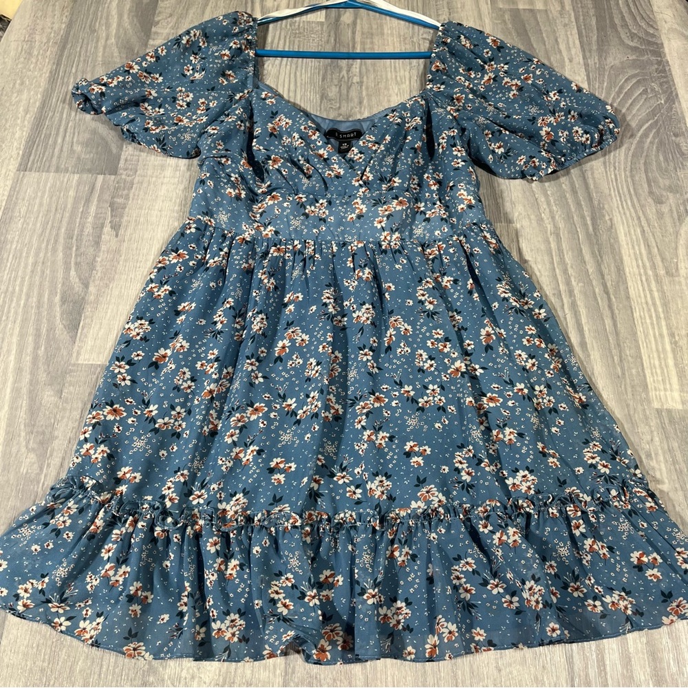 B. Smart Blue Floral Dress